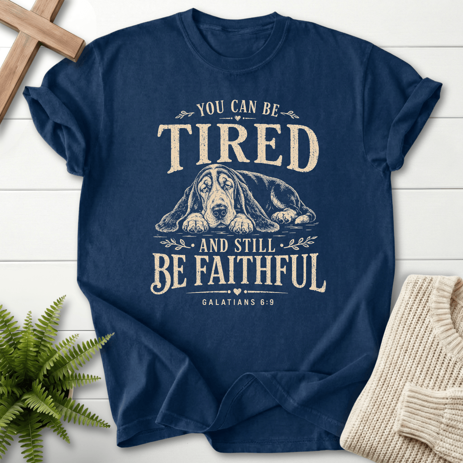 Still Be Faithful Galatians 6 Still Faithful T-Shirt in Navy | She Wears Faith