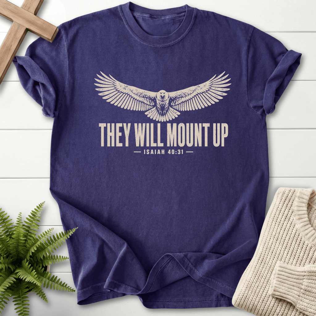 They Will Mount Up Eagle T-Shirt in Grape | She Wears Faith