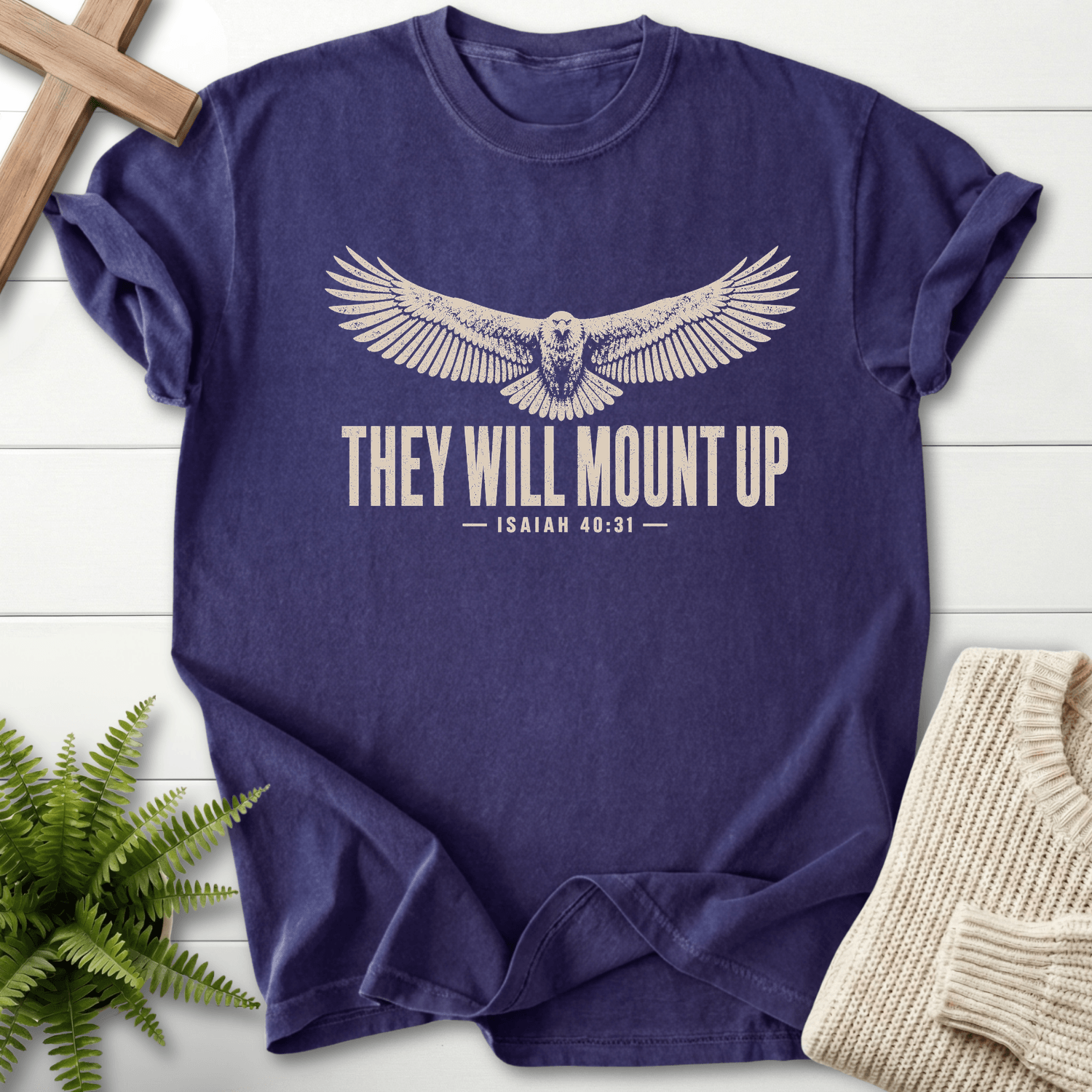 They Will Mount Up Eagle T-Shirt in Grape | She Wears Faith