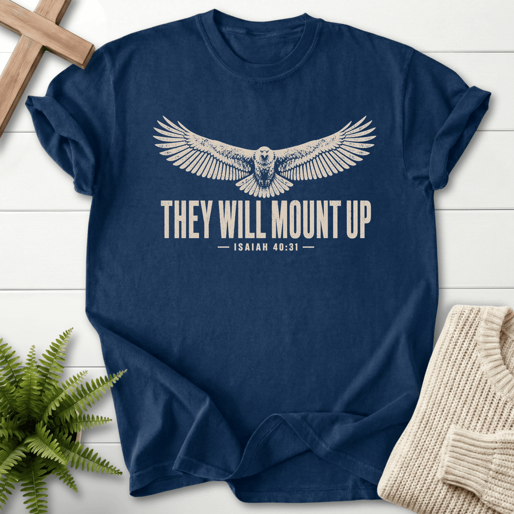 They Will Mount Up Eagle T-Shirt in Navy | She Wears Faith