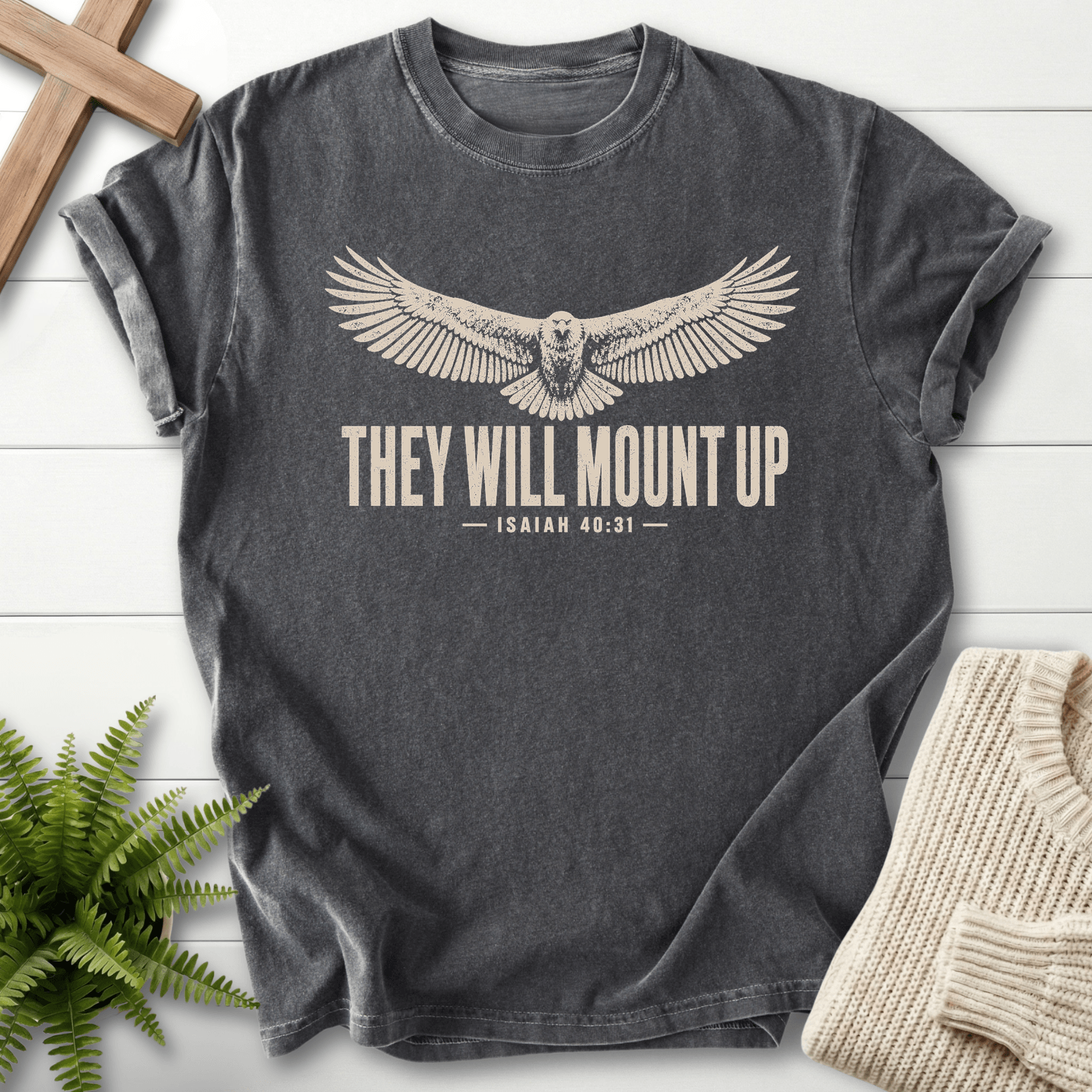 They Will Mount Up Eagle T-Shirt in Pepper | She Wears Faith