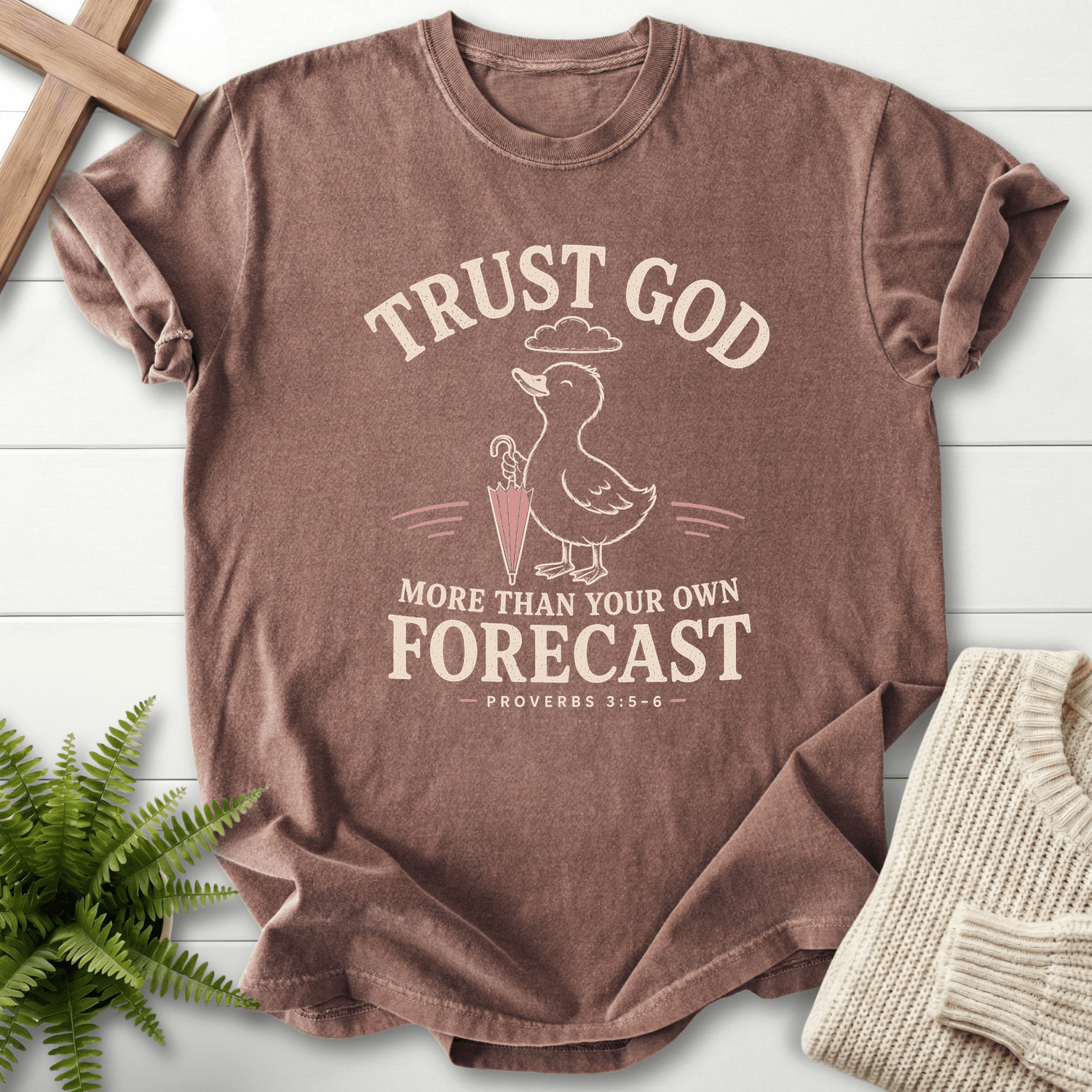 Trust God Duckling Prov 3 5 6 T-Shirt in Espresso | She Wears Faith