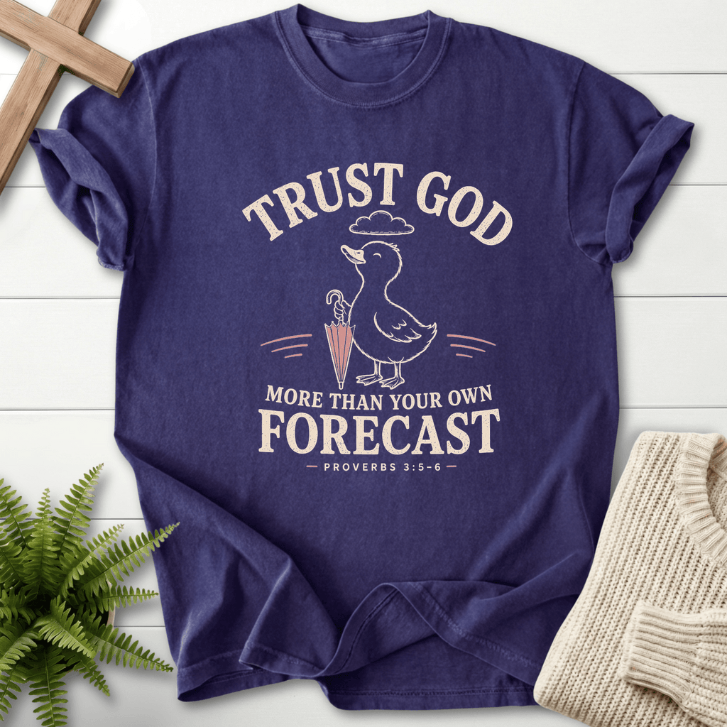 Trust God Duckling Prov 3 5 6 T-Shirt in Grape | She Wears Faith