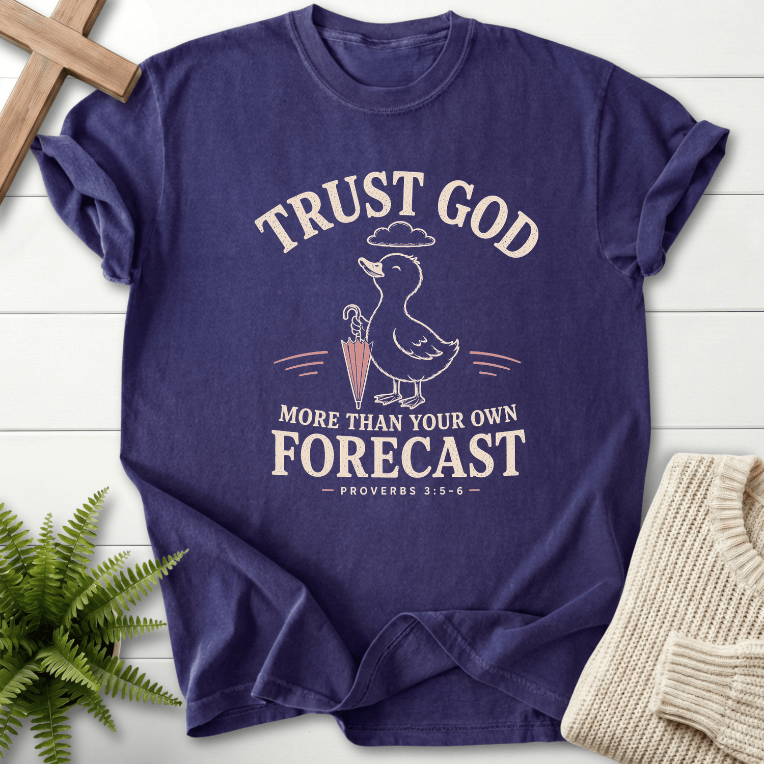 Trust God Duckling Prov 3 5 6 T-Shirt in Grape | She Wears Faith