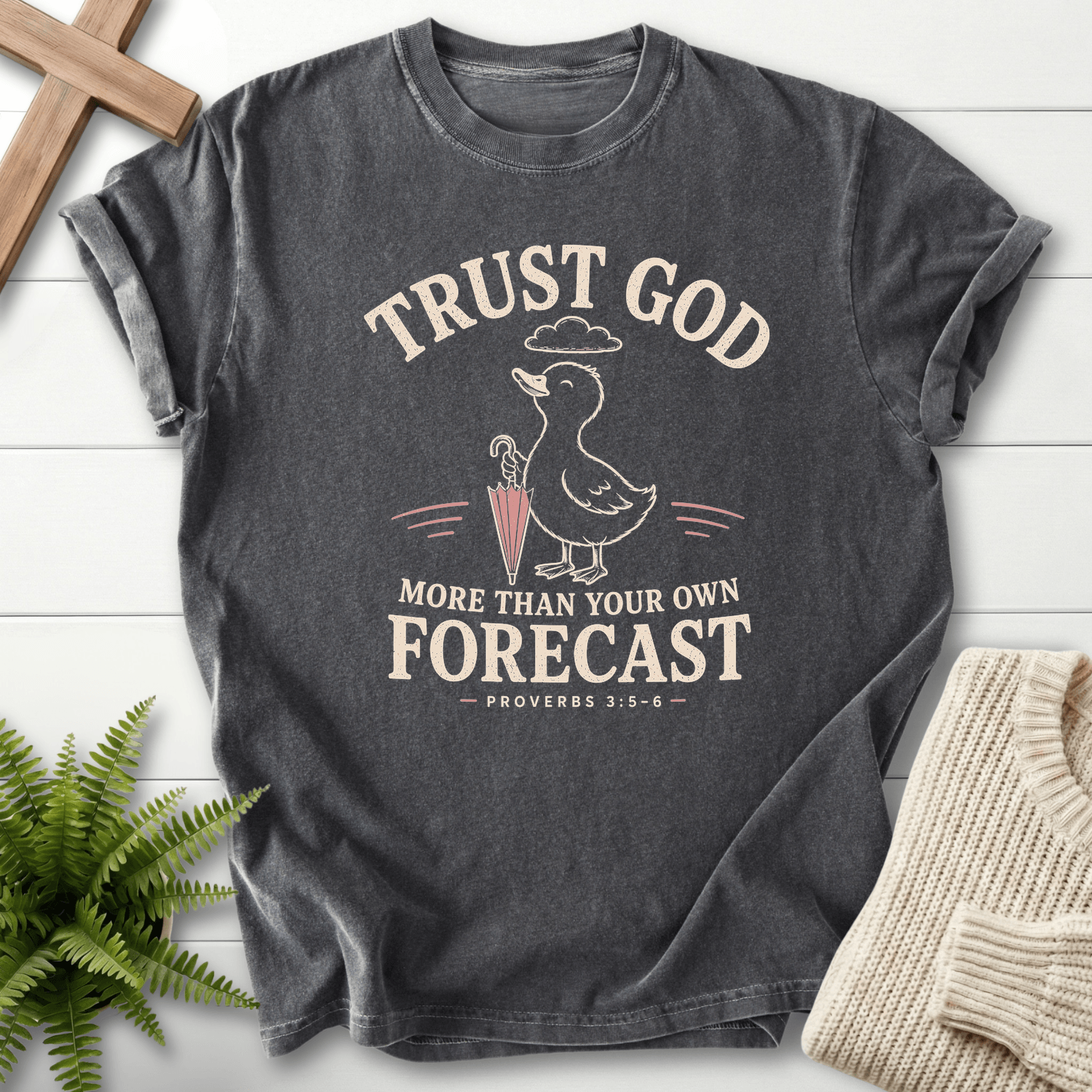 Trust God Duckling Prov 3 5 6 T-Shirt in Pepper | She Wears Faith