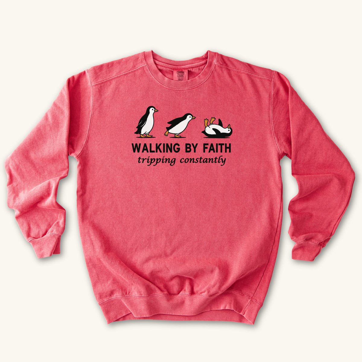Watermelon Walking By Faith sweatshirt flat lay mockup, Christian apparel for women