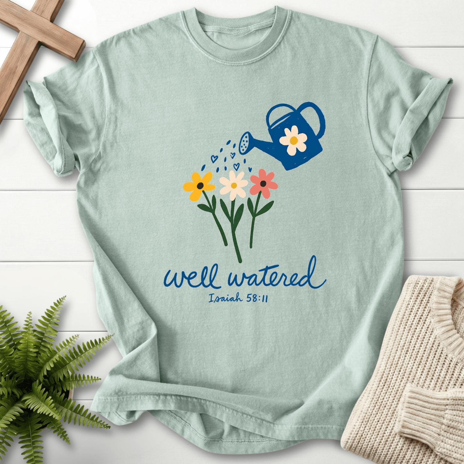 Well Watered Isaiah 58:11 T-Shirt in Bay | She Wears Faith