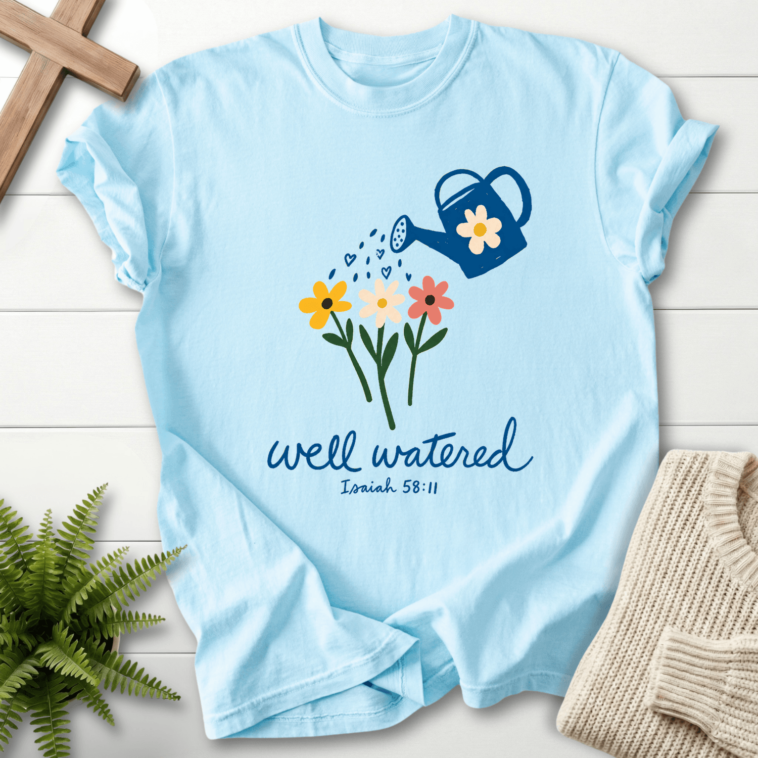 Well Watered Isaiah 58:11 T-Shirt in Chambray | She Wears Faith