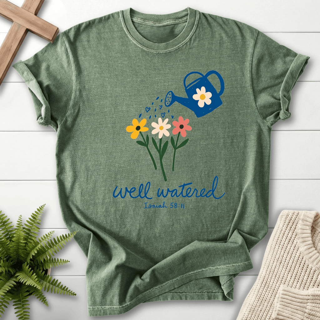 Well Watered Isaiah 58:11 T-Shirt in Moss | She Wears Faith