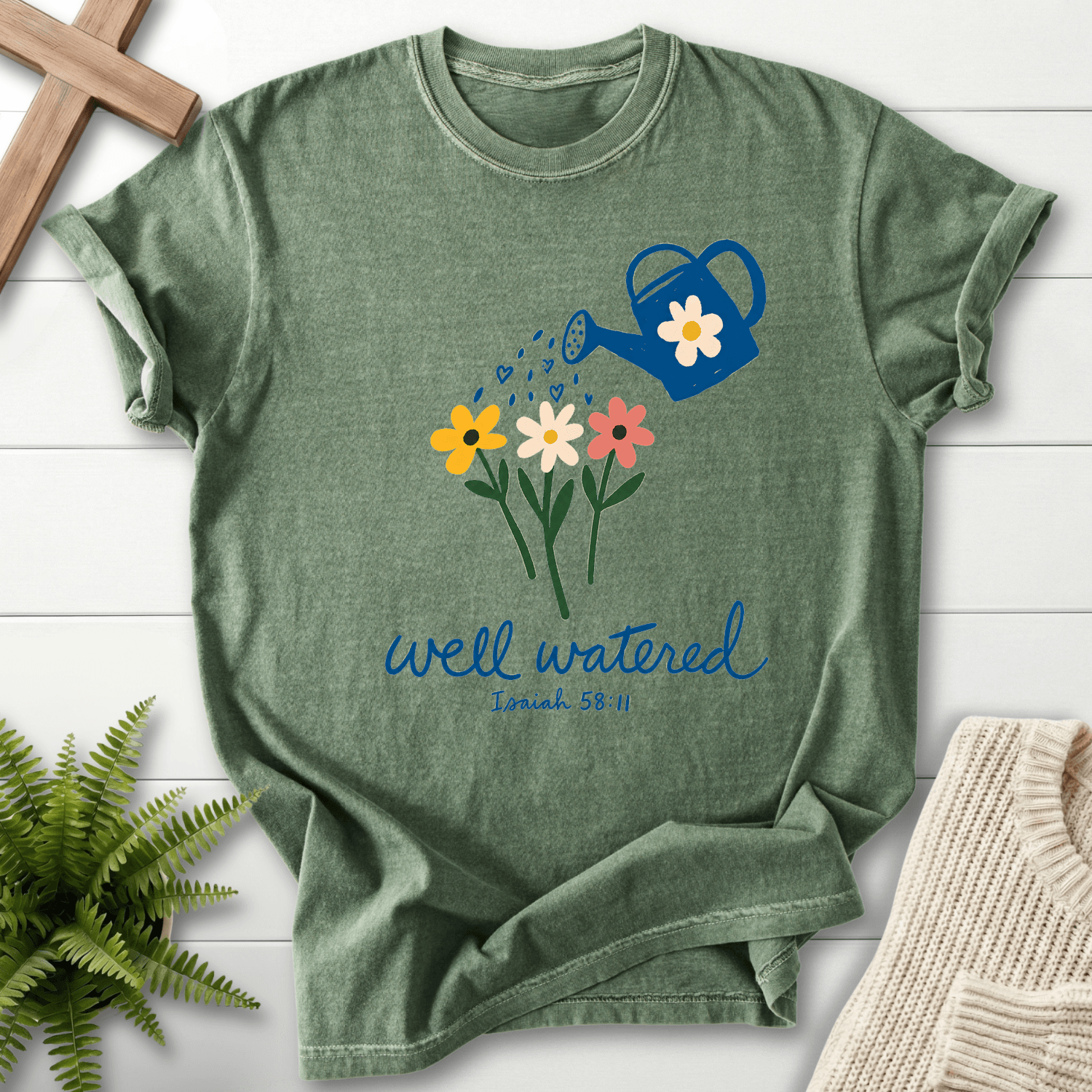 Well Watered Isaiah 58:11 T-Shirt in Moss | She Wears Faith