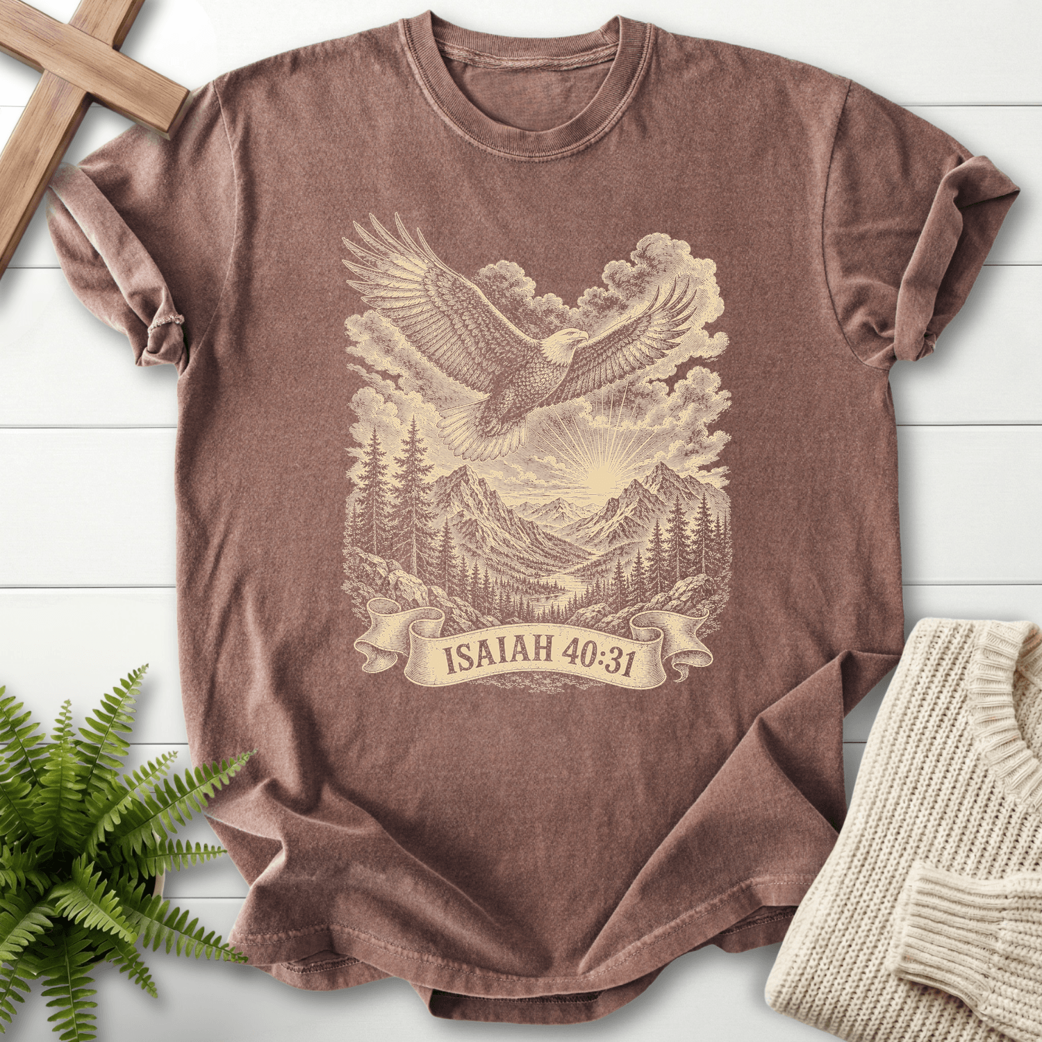 Wings Like Eagles T-Shirt in Espresso | She Wears Faith