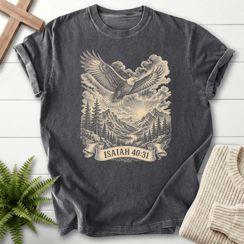 Wings Like Eagles T-Shirt in Pepper | She Wears Faith