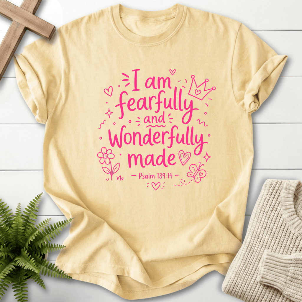 Wonderfully Made Psalm 119:14 T-Shirt in Banana | She Wears Faith