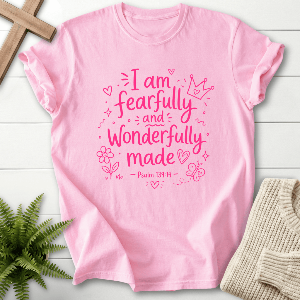 Wonderfully Made Psalm 119:14 T-Shirt in Blossom | She Wears Faith