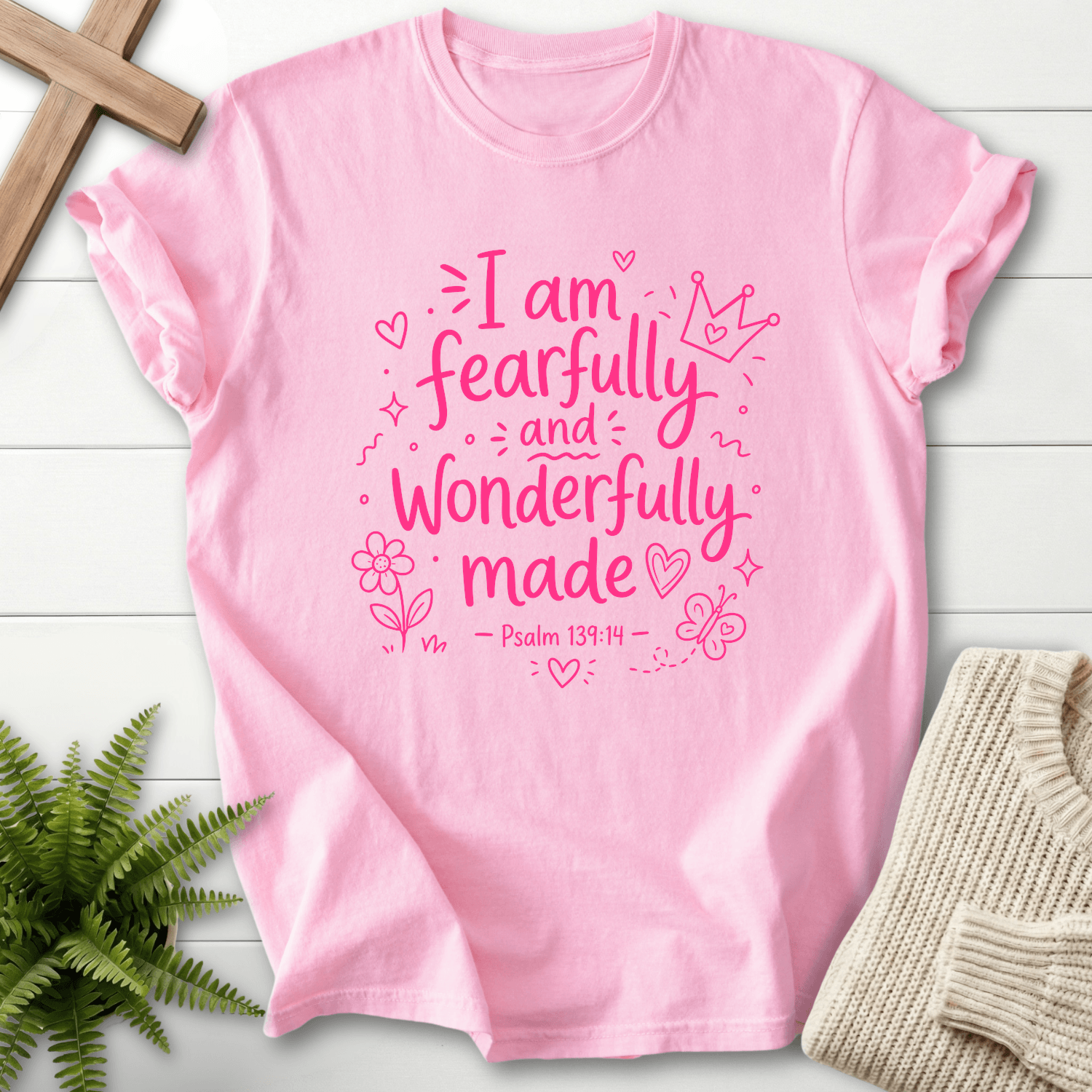 Wonderfully Made Psalm 119:14 T-Shirt in Blossom | She Wears Faith