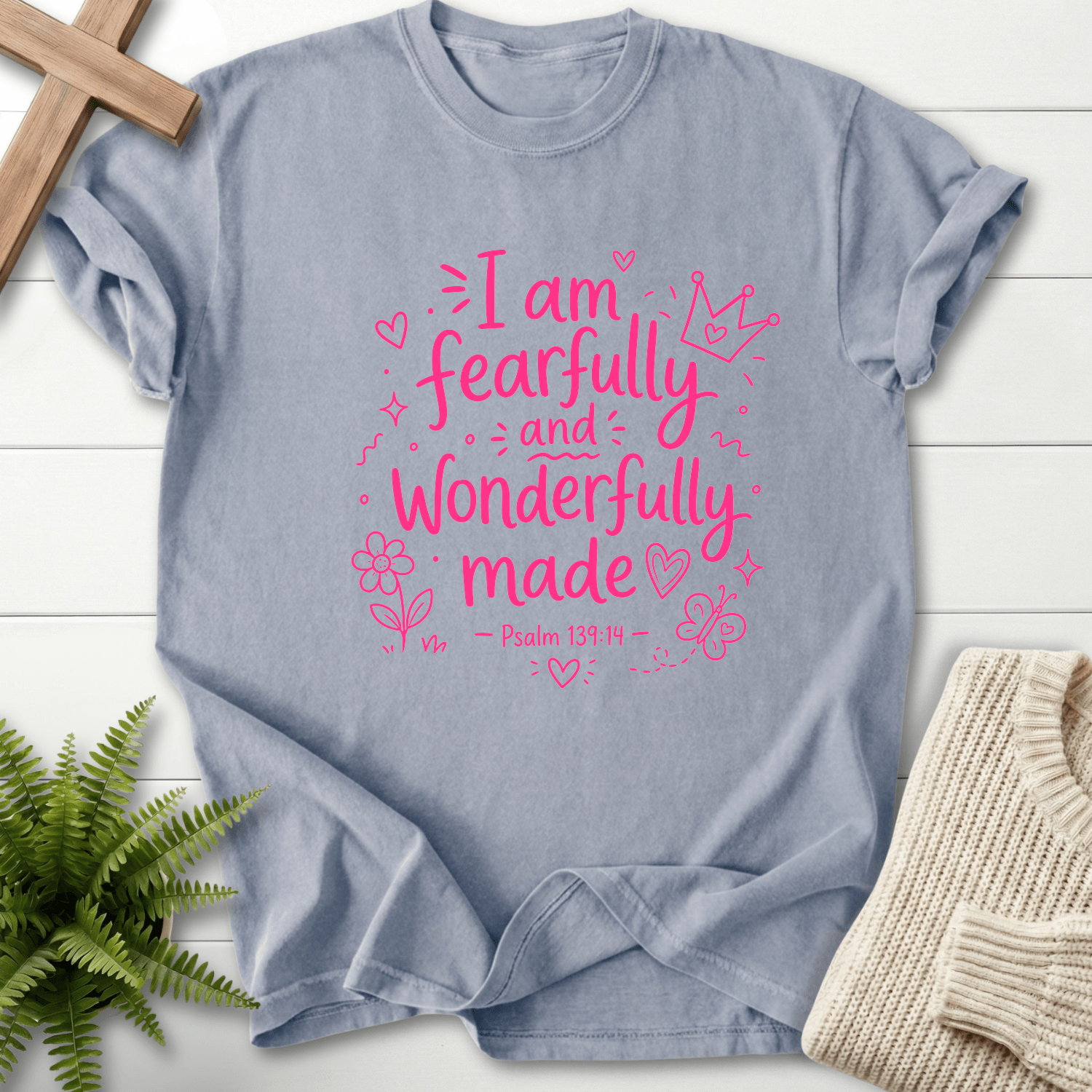Wonderfully Made Psalm 119:14 T-Shirt in Granite | She Wears Faith