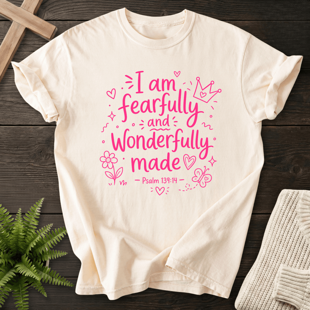 Wonderfully Made Psalm 119:14 T-Shirt in Ivory | She Wears Faith