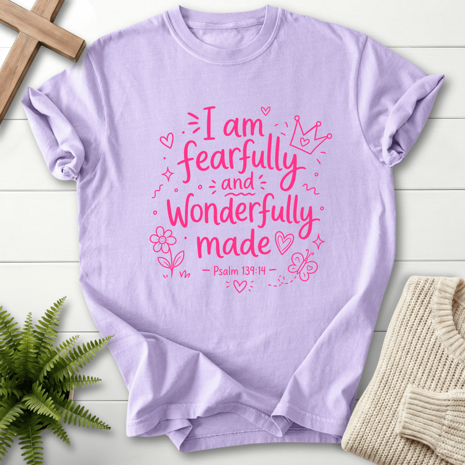 Wonderfully Made Psalm 119:14 T-Shirt in Orchid | She Wears Faith