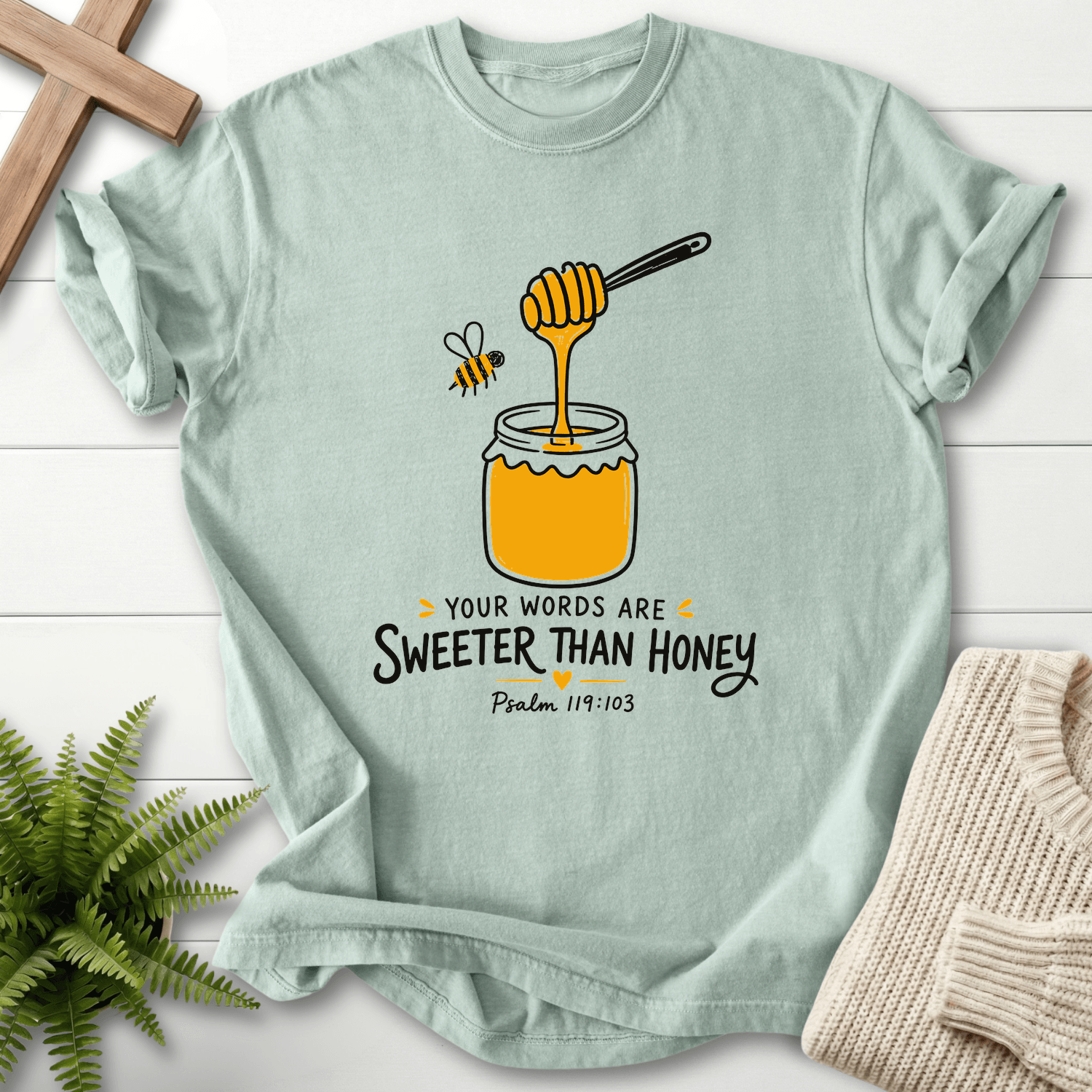 Words Sweeter Than Honey T-Shirt in Bay | She Wears Faith