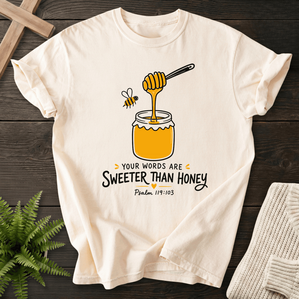 Words Sweeter Than Honey T-Shirt in Ivory | She Wears Faith