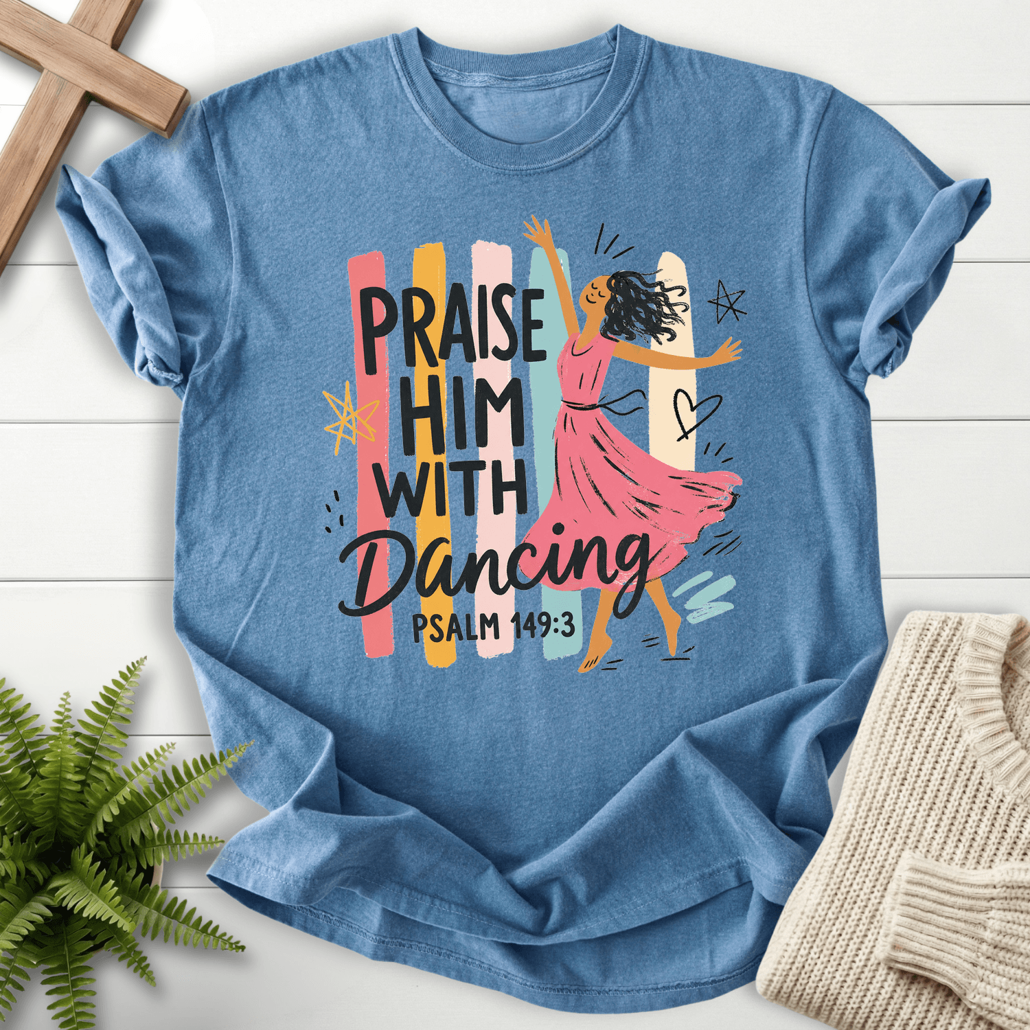 Worship Dance T-Shirt in Blue Jean | She Wears Faith