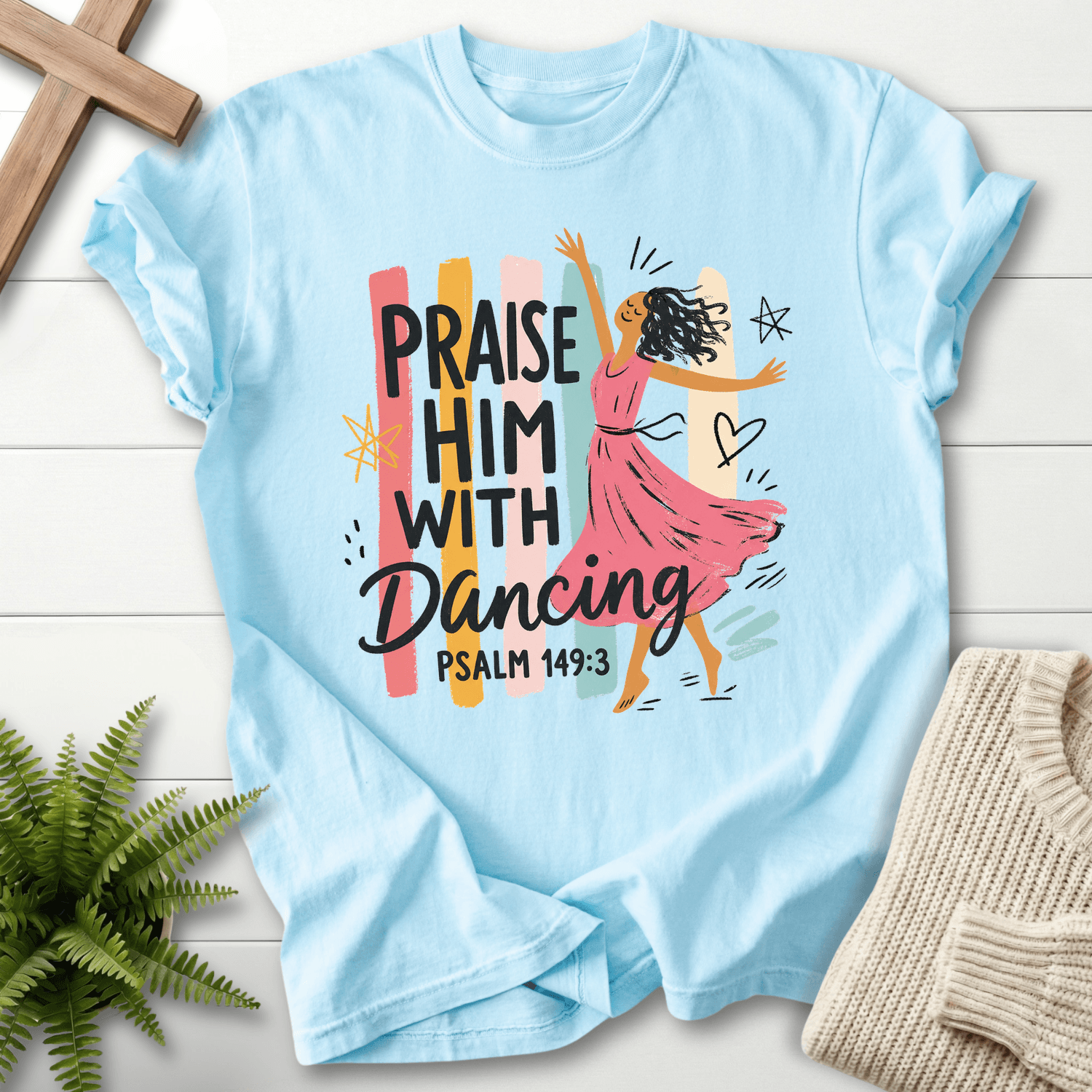 Worship Dance T-Shirt in Chambray | She Wears Faith
