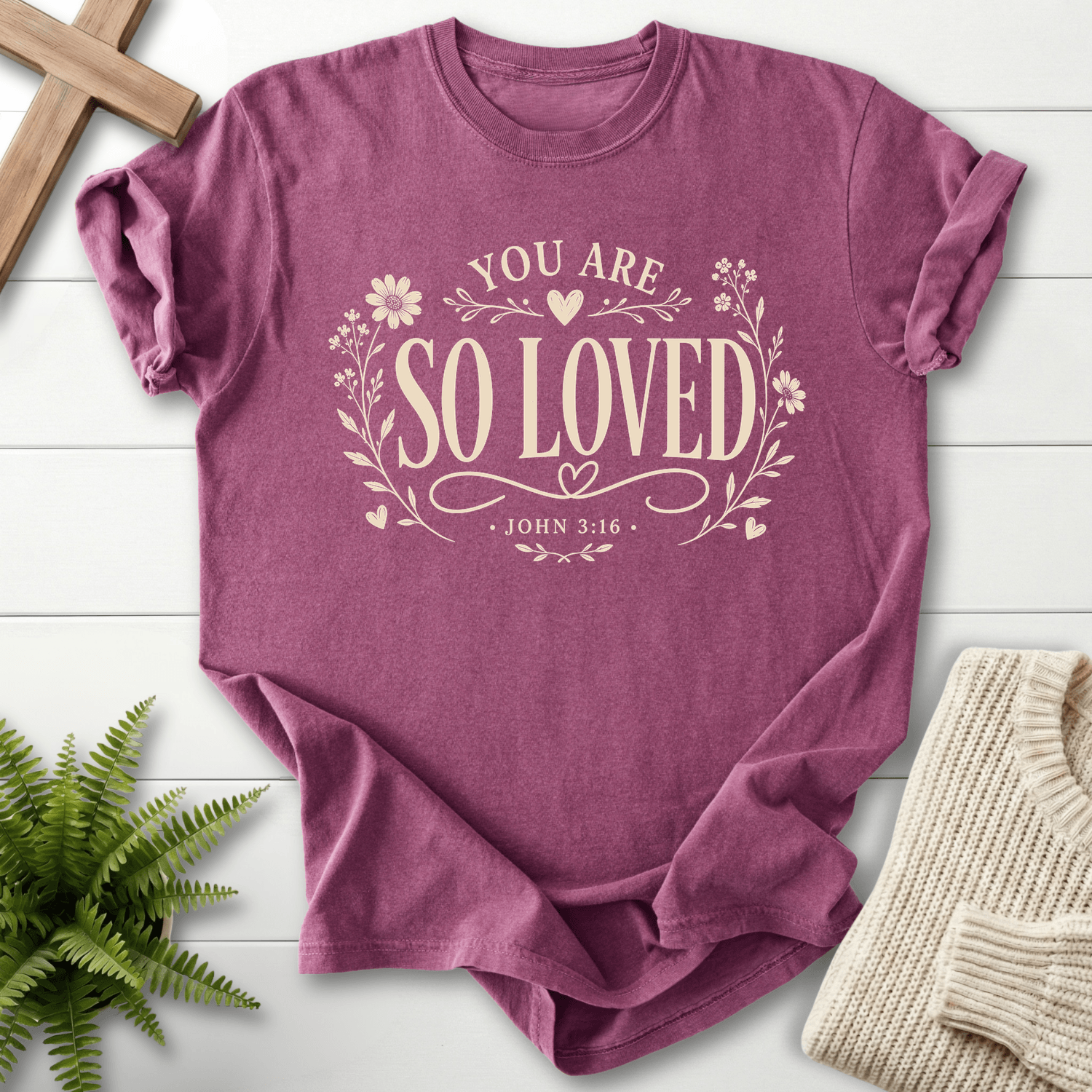 You Are So Loved T-Shirt in Berry | She Wears Faith