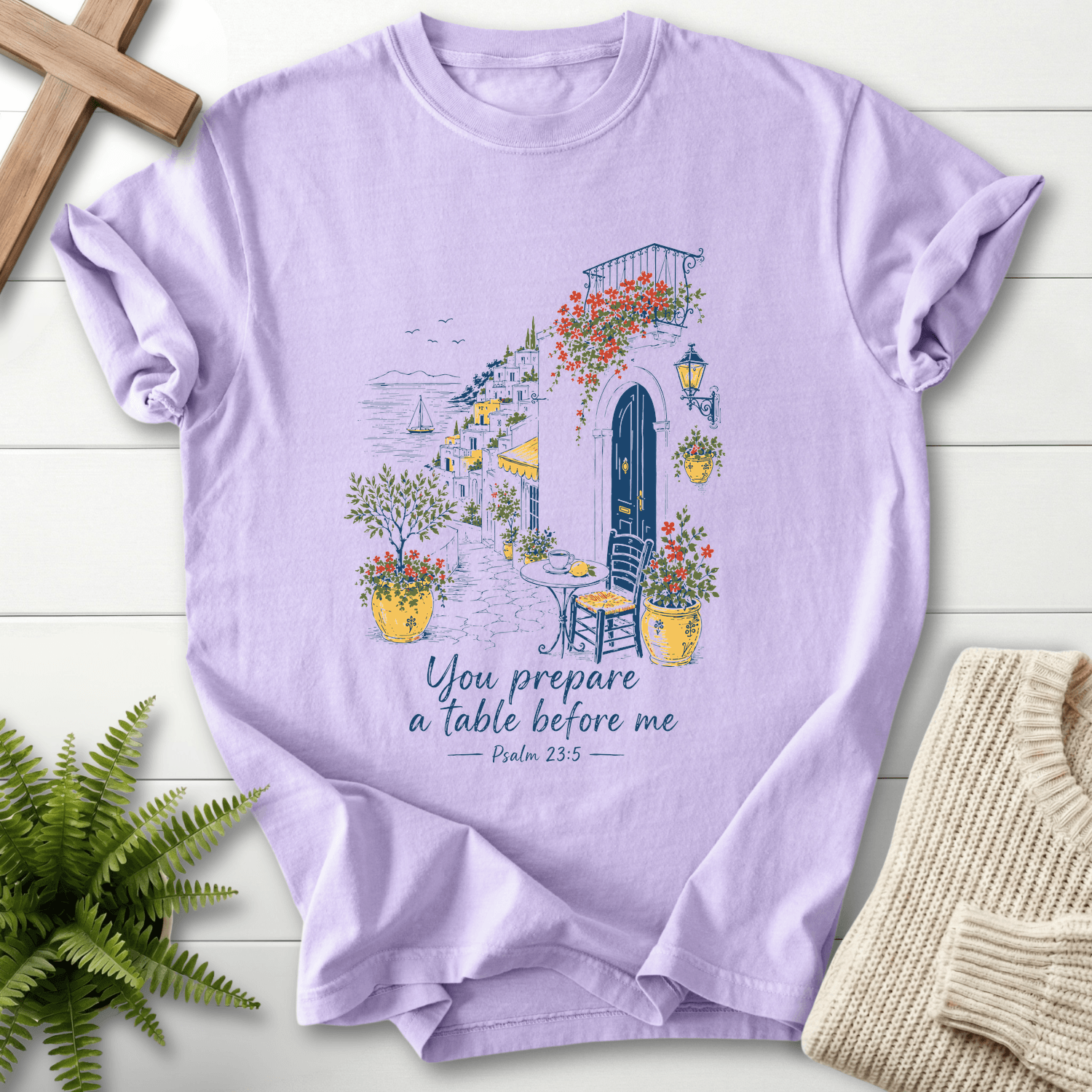 You prepare a table before me Psalm 23:5 T-Shirt in Orchid | She Wears Faith