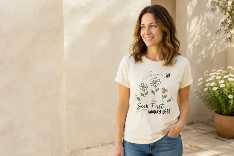 Scripture-inspired SWF apparel in an everyday setting