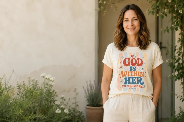 Scripture-inspired SWF apparel in an everyday setting